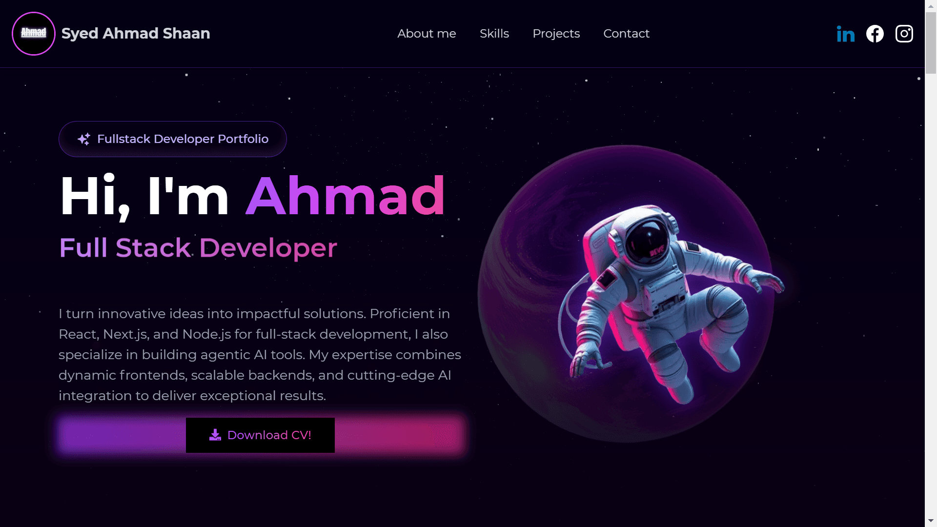 Modern Space Themed Portfolio